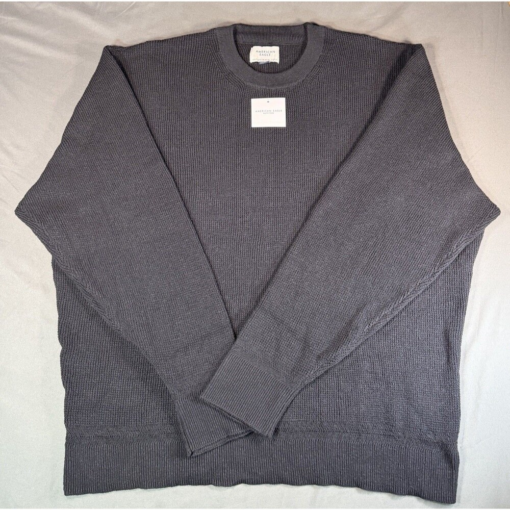 NWT American Eagle Knit Pullover Sweater Women’s Size XL Black Crew Neck Texture
